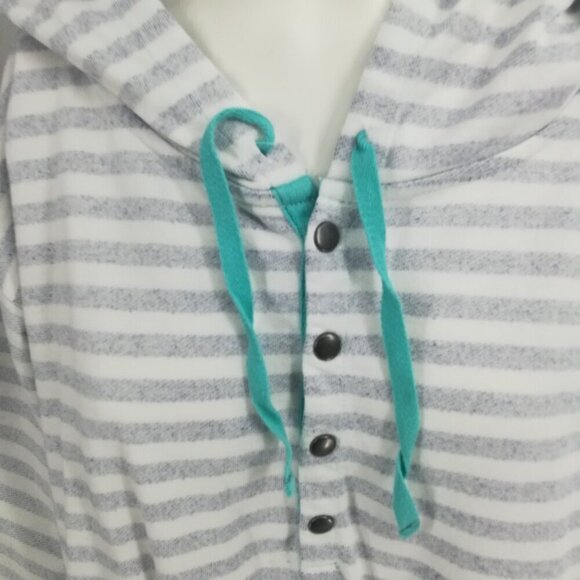 Patagonia Organic Cotton W's Sandlapper Coverup Size XL Dress Stripe Hood Gray - Picture 2 of 15